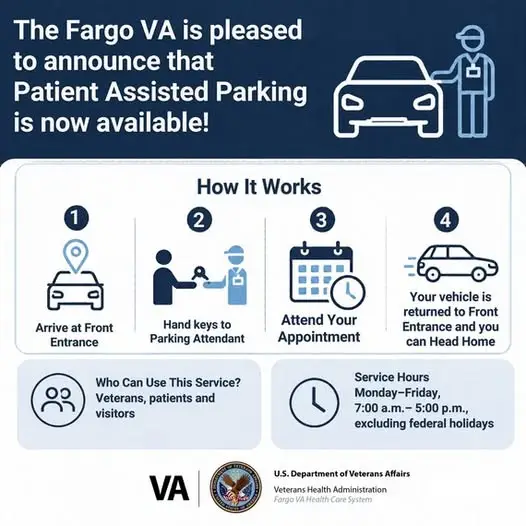 Fargo VA patient assisted parking announcement
