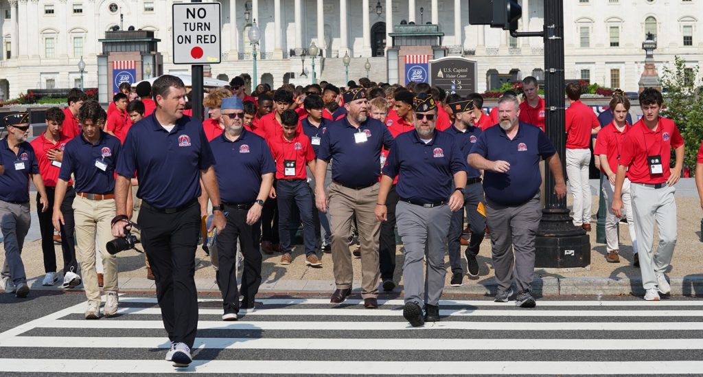 Boys Nation participants and staff walking together in Washington, D.C.